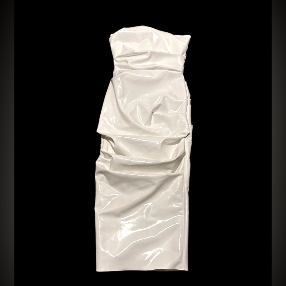 Alex Perry Decon Ruched Stretch Vinyl Strapless Dress Size 6. New with T… - Picture 2 of 10